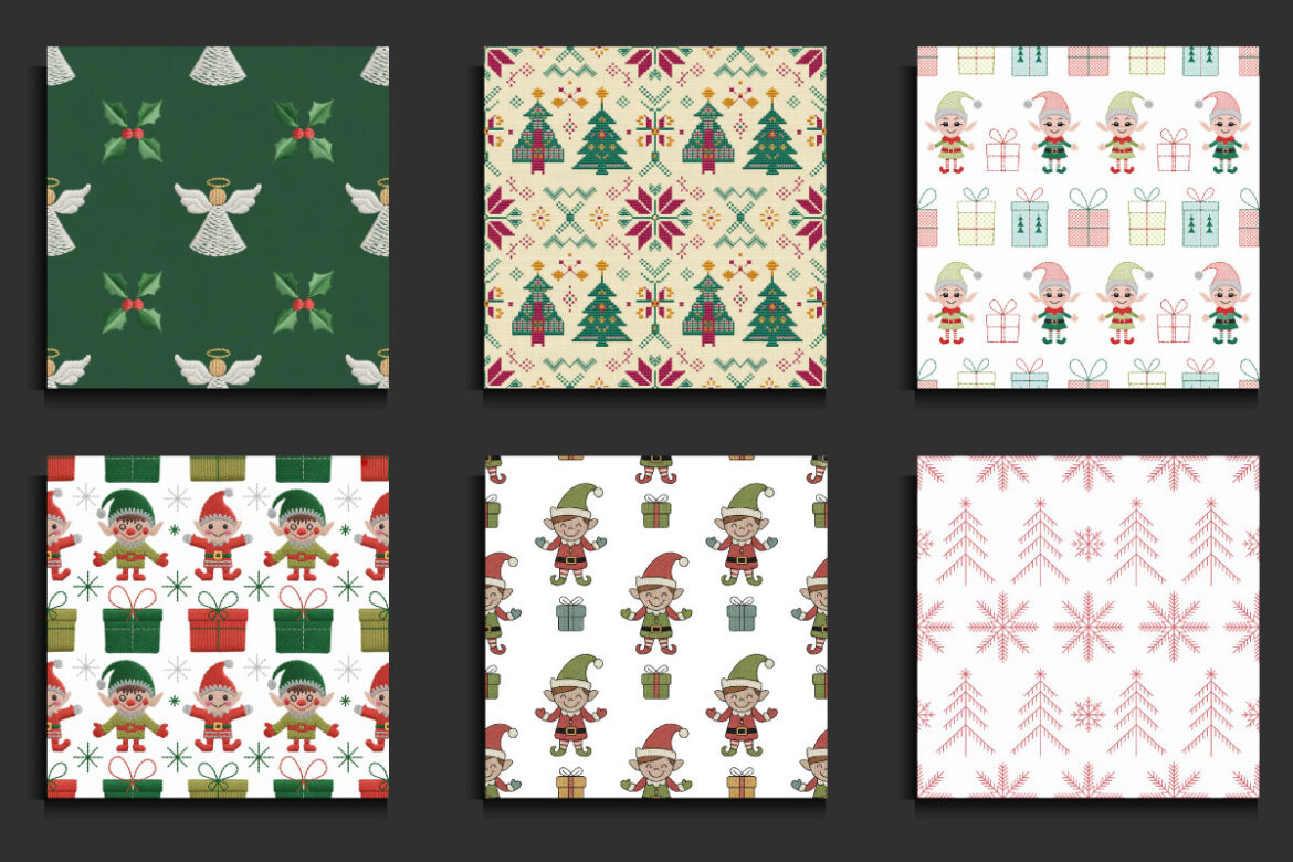 55 Christmas Embroidery FREE Seamless Patterns alternate