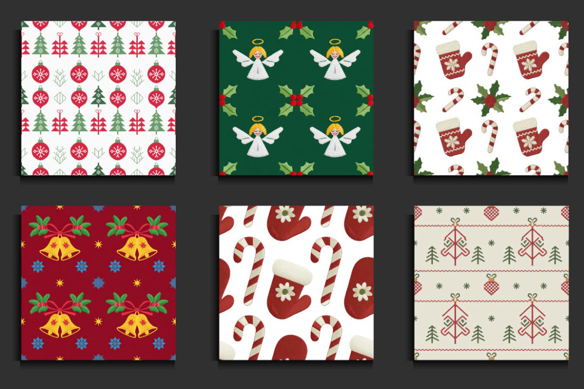 55 Christmas Embroidery FREE Seamless Patterns alternate