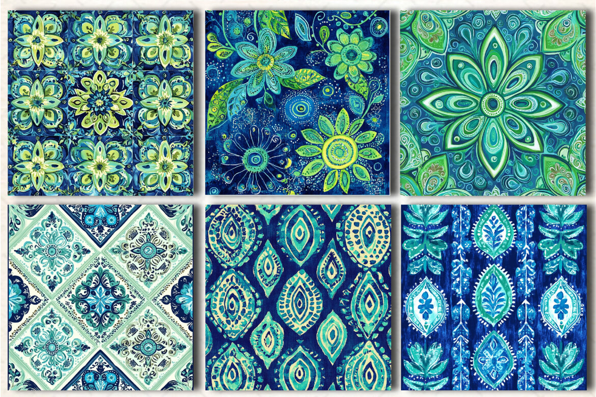 Boho FREE Patterns Blue Green alt