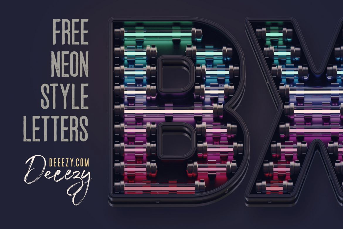 Free Colorful Neon 3D Lettering alternate