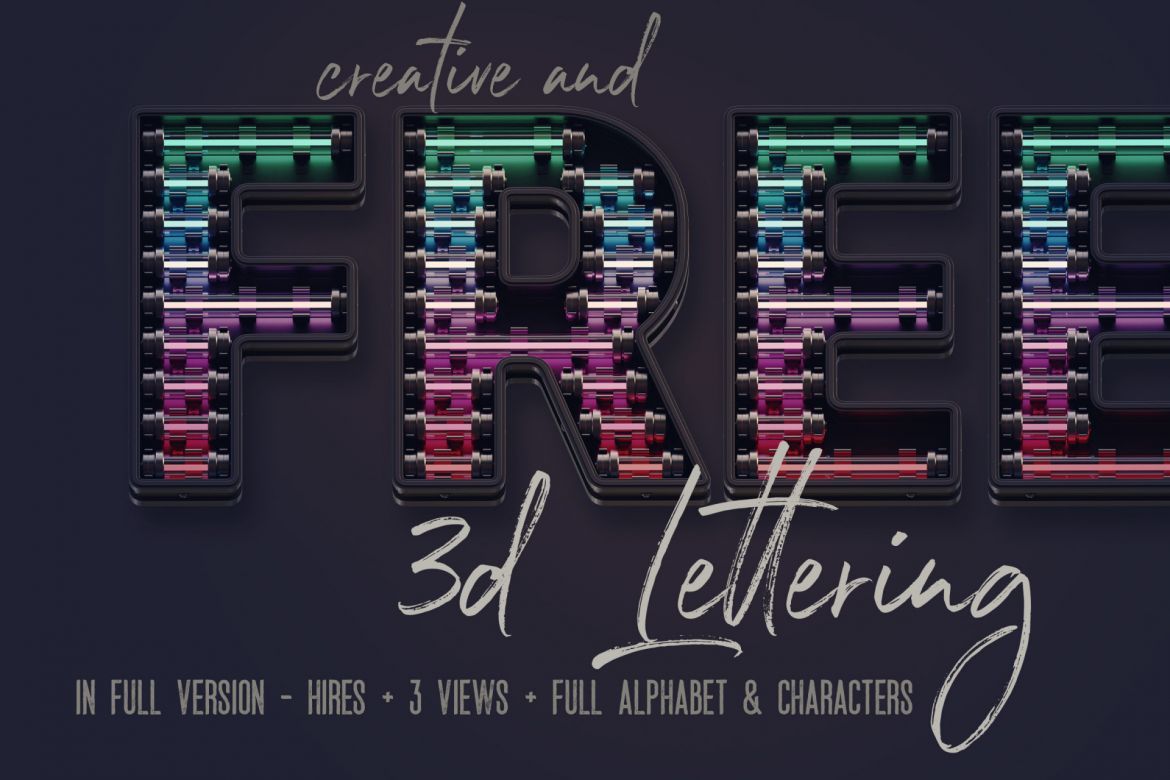 Free Colorful Neon 3D Lettering - view 4
