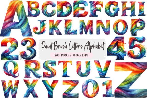 Paint Brush Letters FREE Alphabet PNG