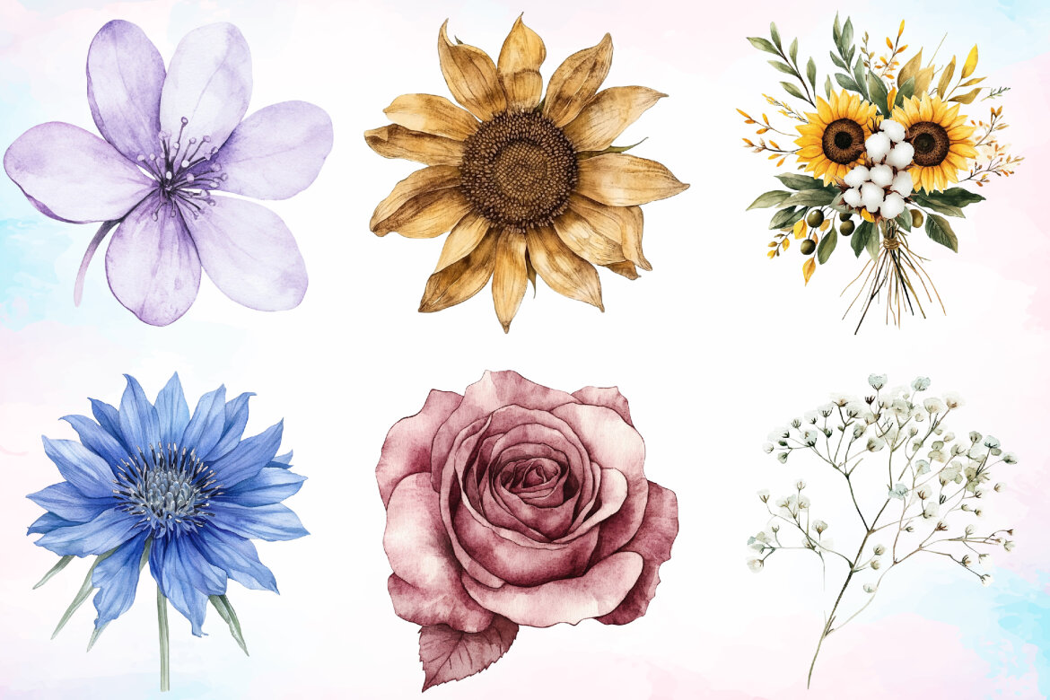 Rustic Floral Elements FREE Clipart Bundle alternate