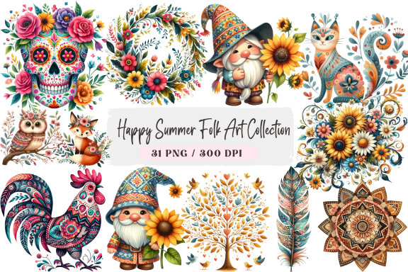 Happy Summer Folk Art FREE Collection