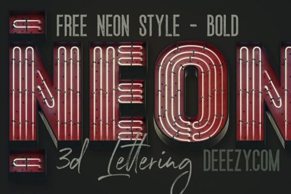 Free Bold Neon 3D Lettering