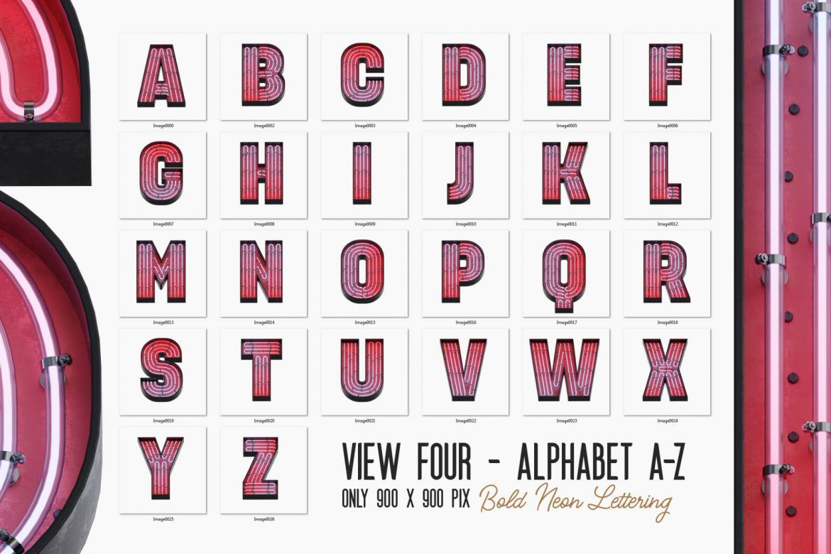 Free Bold Neon 3D Lettering - view 3