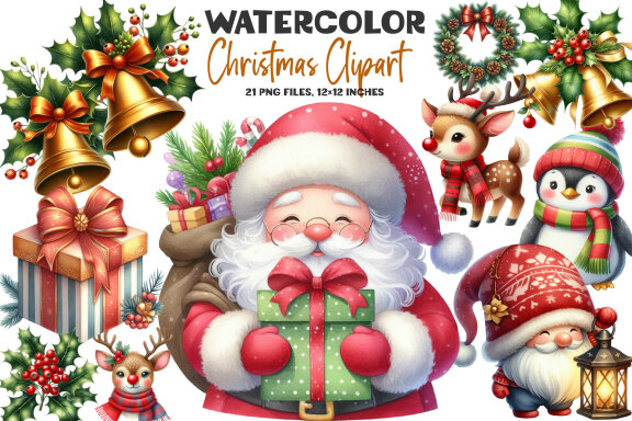 Watercolor Christmas FREE Clipart