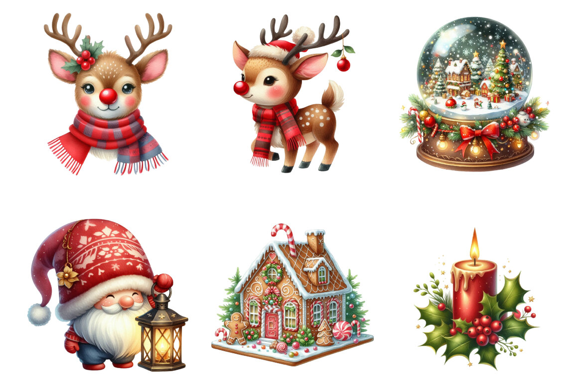Watercolor Christmas FREE Clipart - view 3
