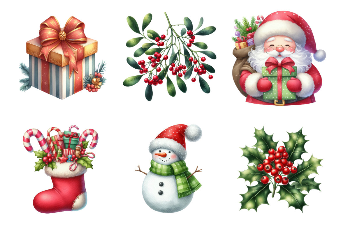 Watercolor Christmas FREE Clipart - view 4
