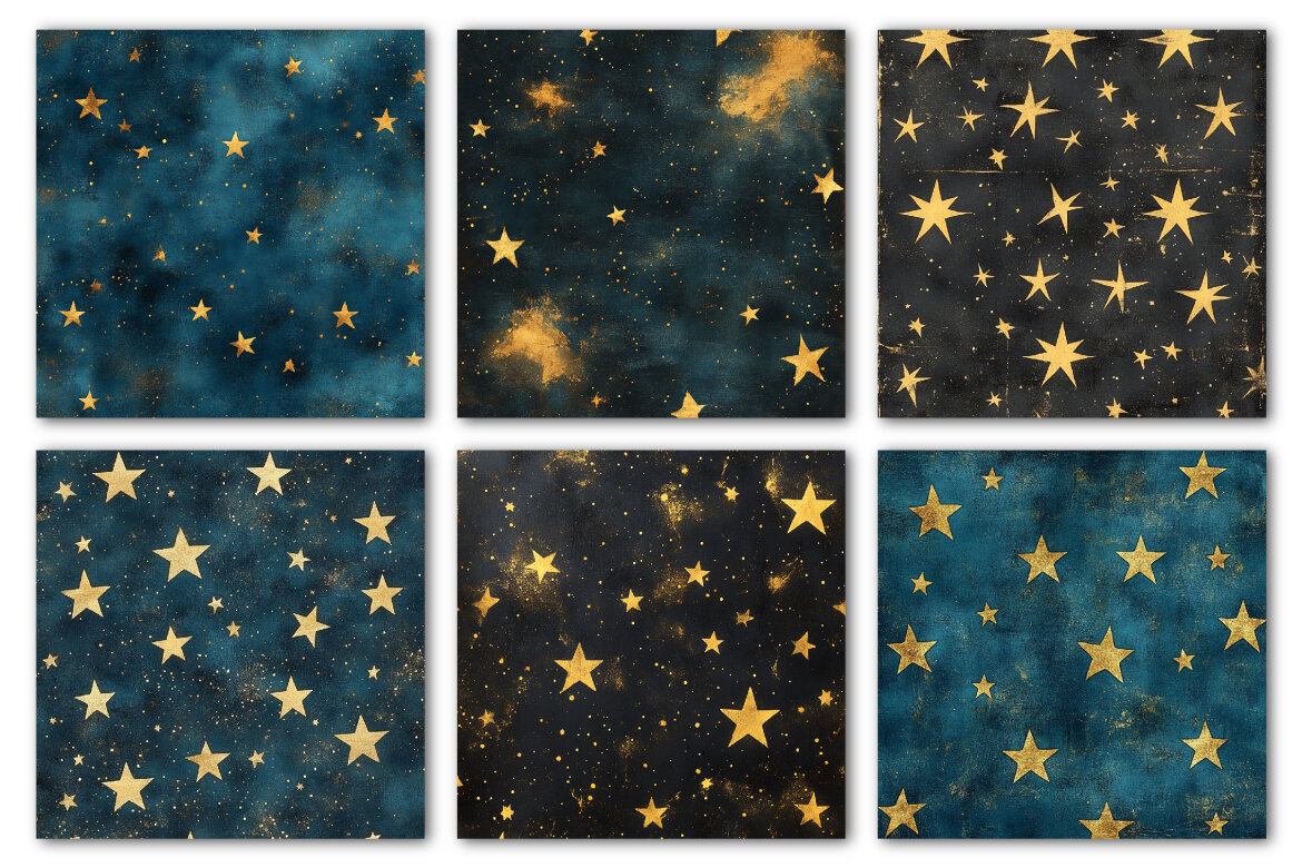 Gold Starry Grunge FREE Digital Papers - view 3