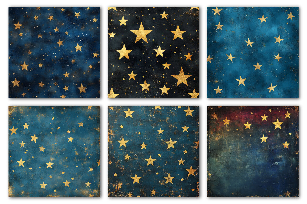Gold Starry Grunge FREE Digital Papers alternate