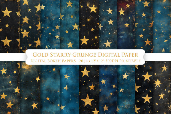 Gold Starry Grunge FREE Digital Papers