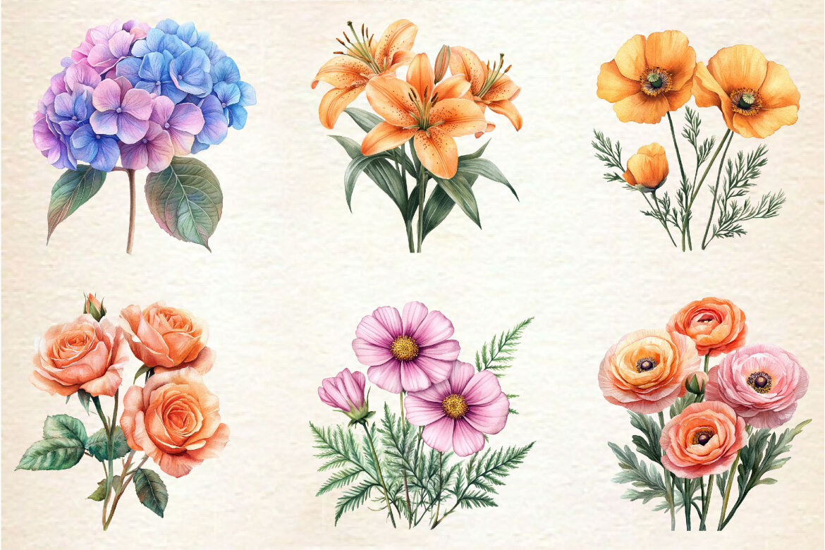 Watercolor Summer Floral FREE Bundle alternate