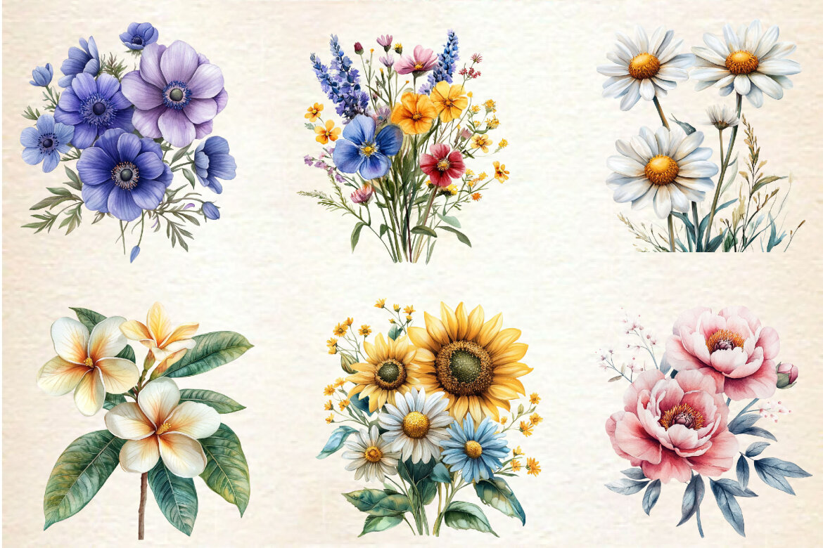 Watercolor Summer Floral FREE Bundle - view 6
