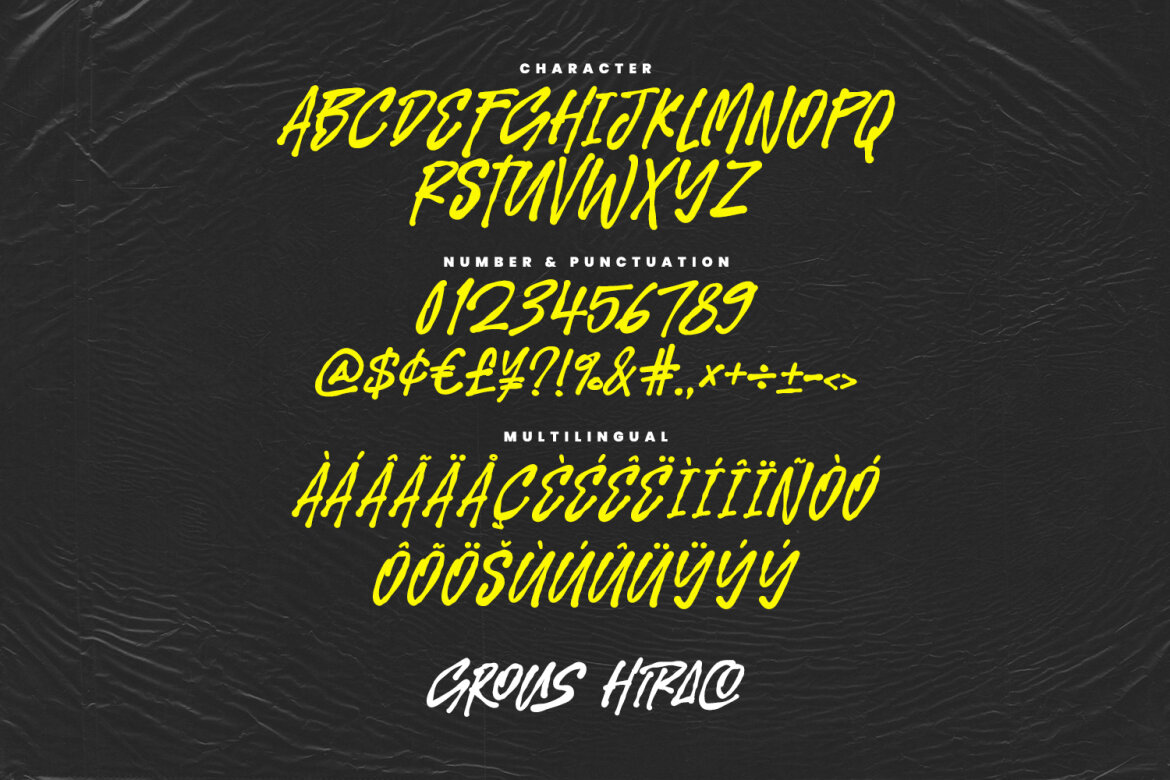 Grous Hiraco Paint Brush FREE Font alternate