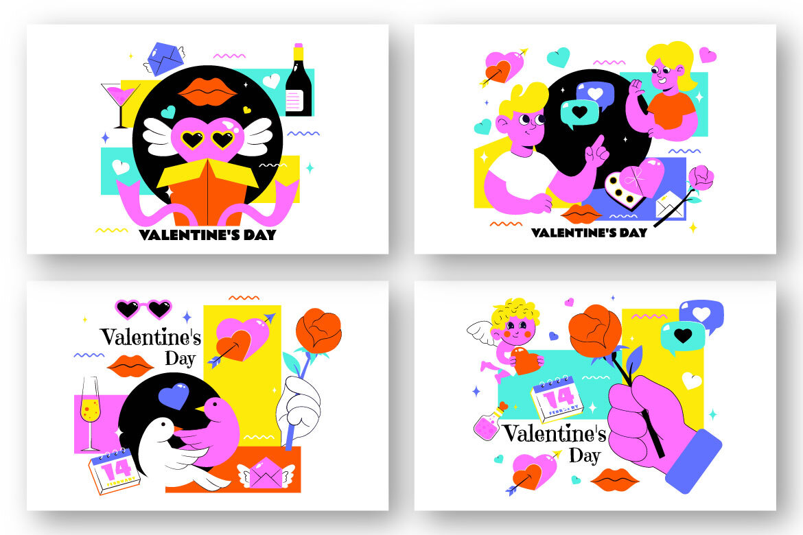10 Happy Valentine's Day FREE Illustrations - view 3