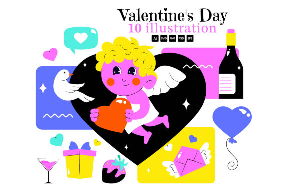 10 Happy Valentine's Day FREE Illustrations