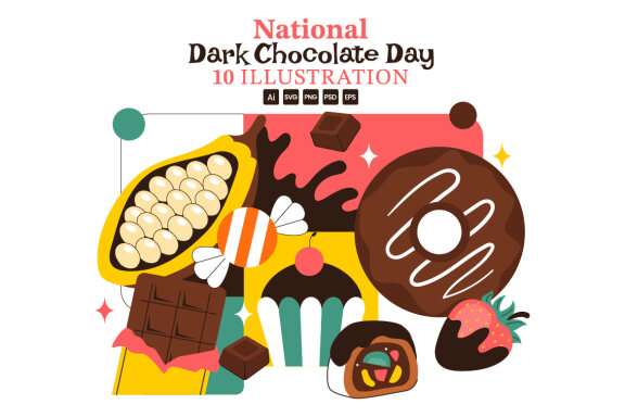 10 National Dark Chocolate Day FREE Illustrations