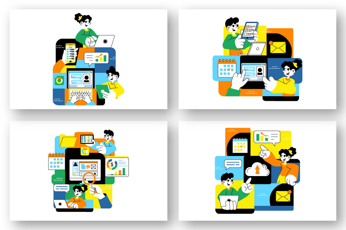 10 Remote Team Collaboration FREE Illustrations - view 2