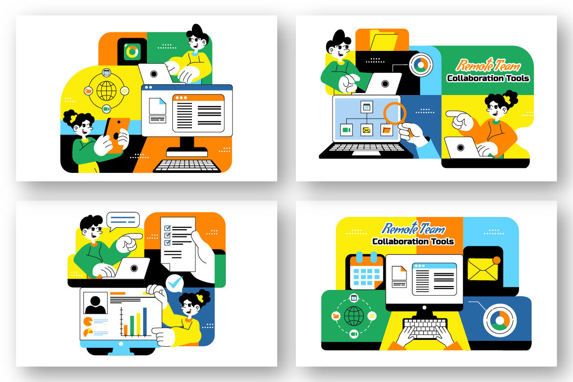 10 Remote Team Collaboration FREE Illustrations - view 3