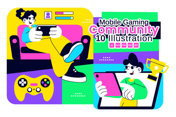 10 Mobile Gaming FREE Illustrations