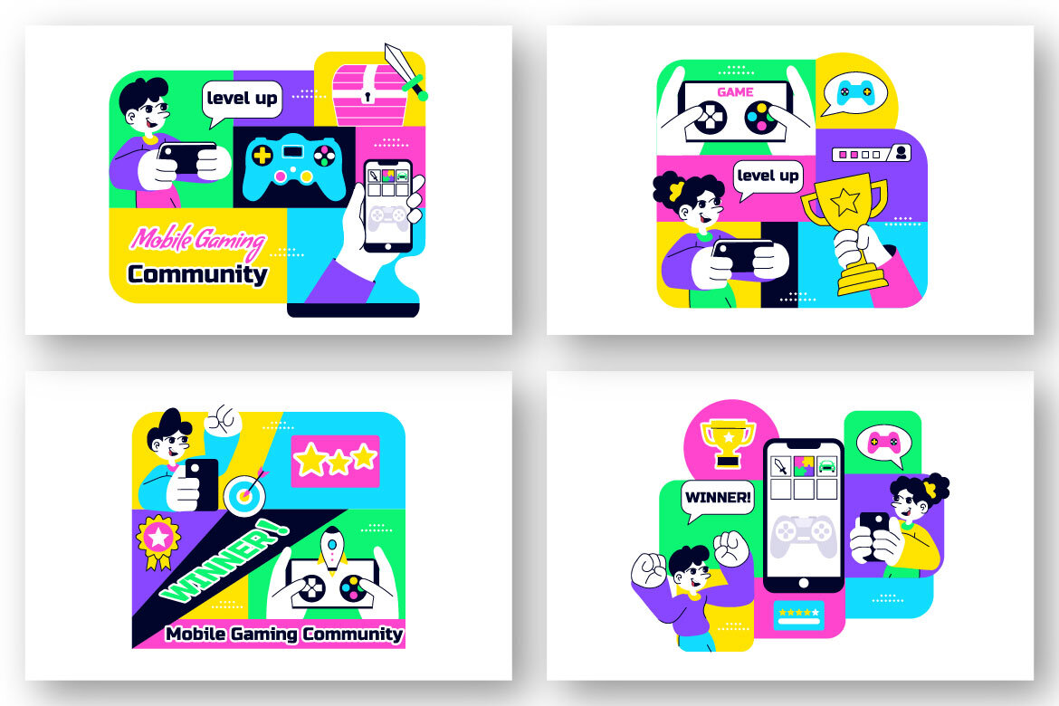 10 Mobile Gaming FREE Illustrations alternate