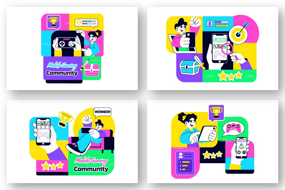 10 Mobile Gaming FREE Illustrations alternate