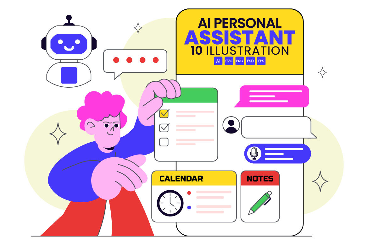 10 AI Personal Assistant FREE Illustrations alternate
