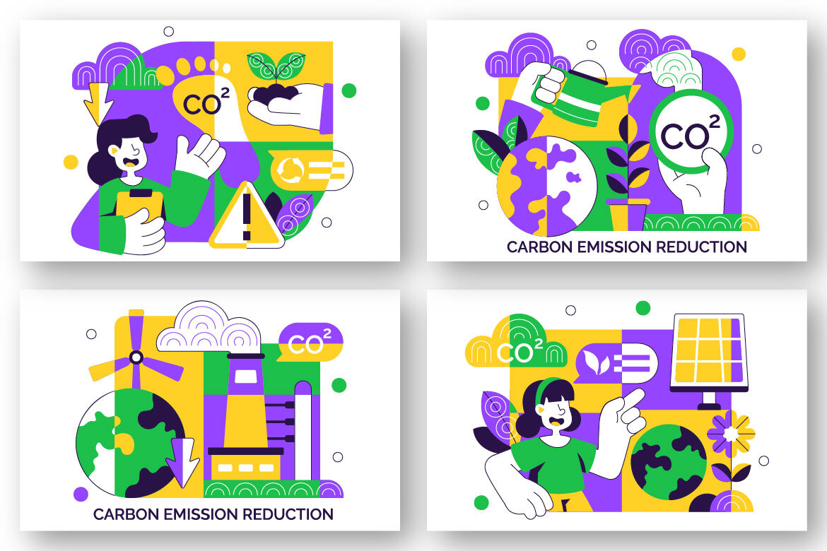 10 Carbon Footprint Reduction Illustration - view 2