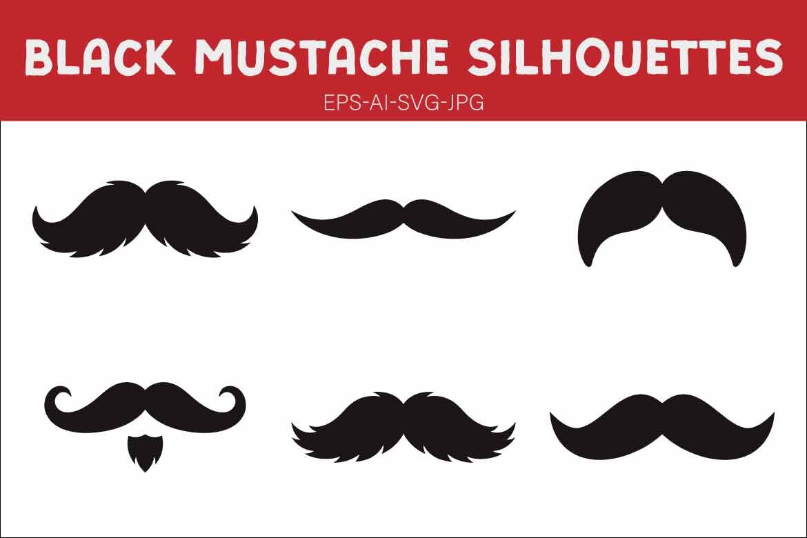 Collection of Black Mustache Silhouettes - Men's Facial Hair Styles and Barber Shop Icons for Grooming and Movember Awareness alternate