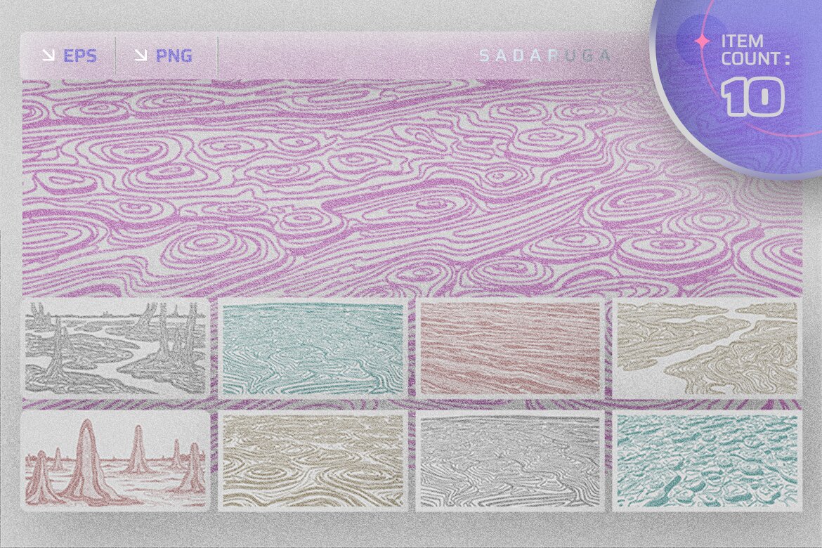 Topographic Contour Line Art and Organic Abstract Liquid Textures Set