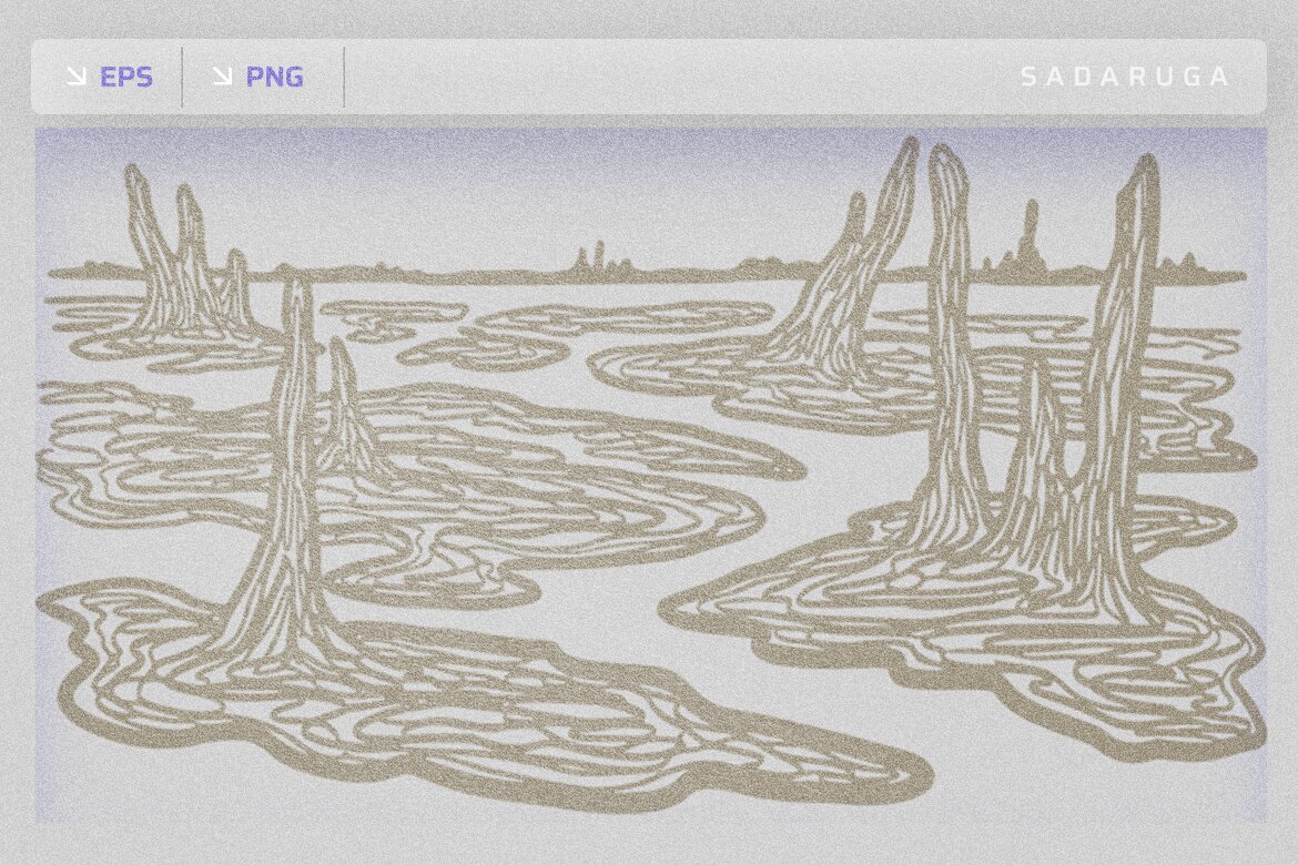 Topographic Contour Line Art and Organic Abstract Liquid Textures Set - view 6