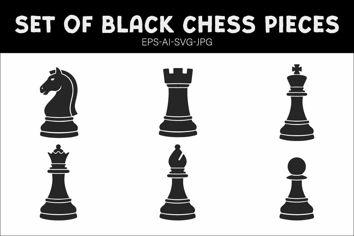 Set of Black Chess Pieces Icons Isolated on White Background - Strategy, Leadership, and Competition Concept Vector Illustration alternate