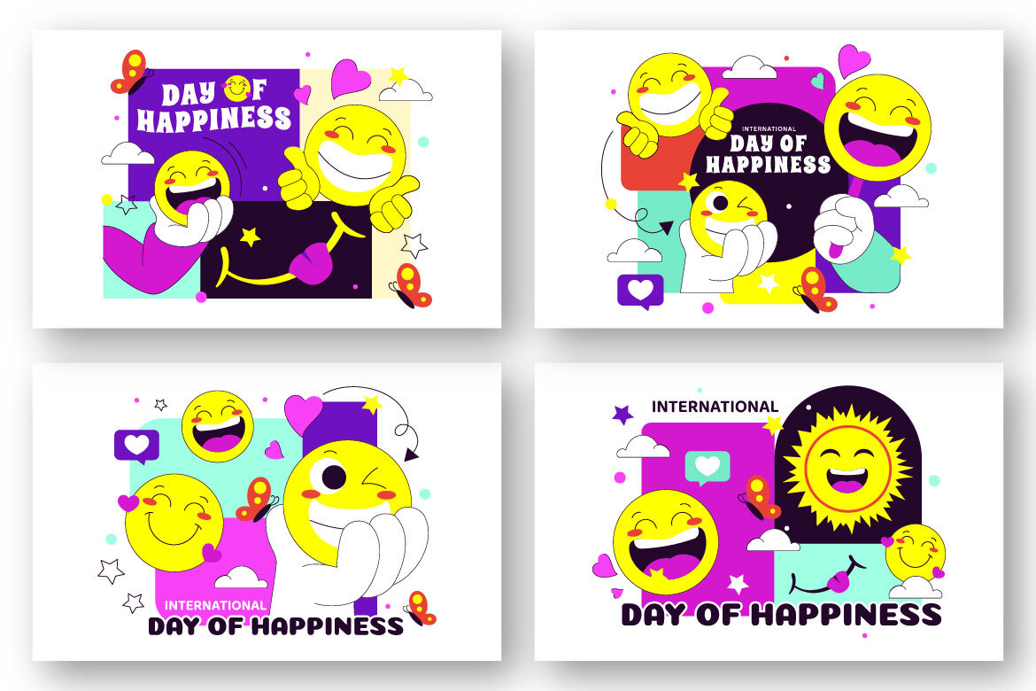 10 Happiness Day Free Illustrations alternate
