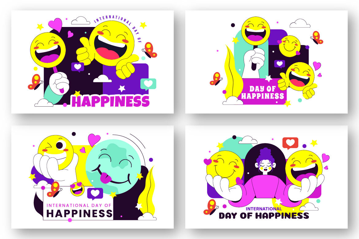 10 Happiness Day Free Illustrations