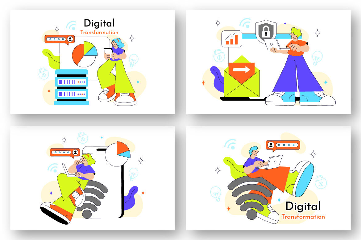 10 Digital Transformation Free Illustrations alternate
