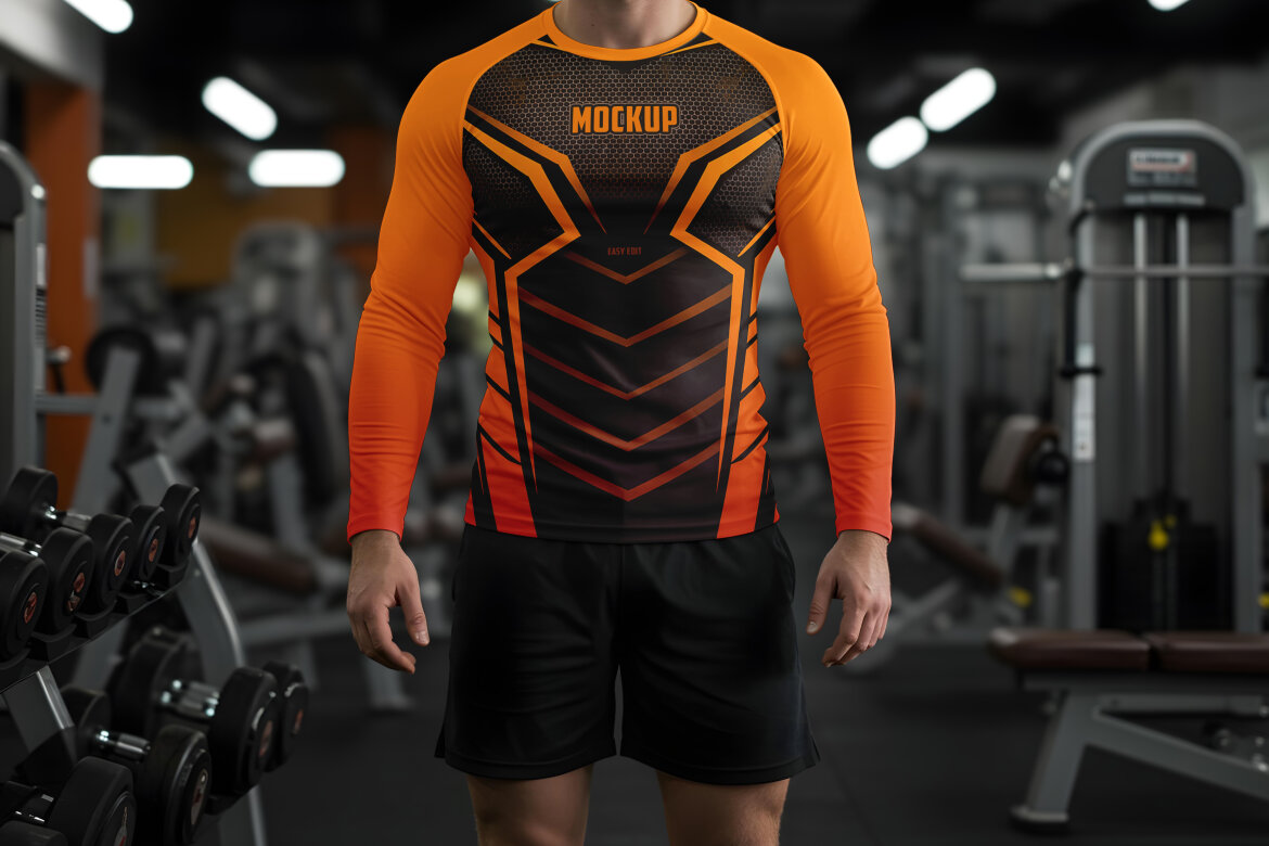 Men’s Stretch Long Sleeve - Free Mockup