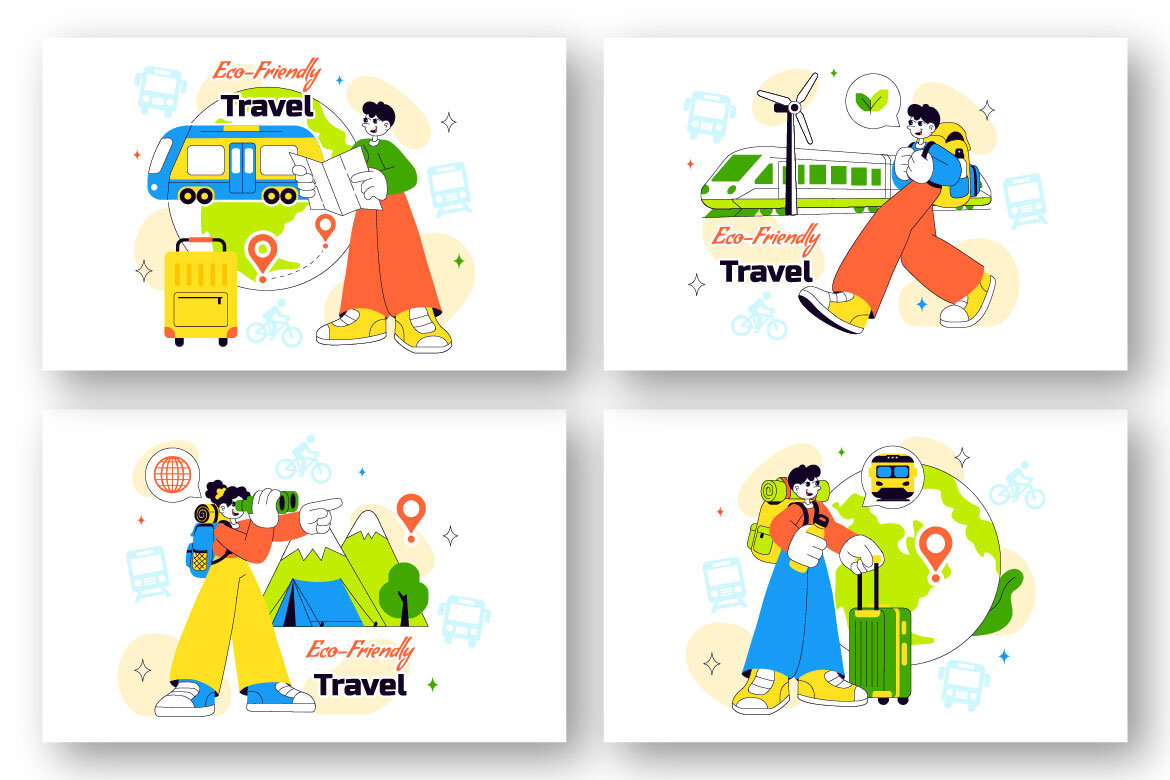 10 Eco Friendly Travel FREE Illustrations alternate
