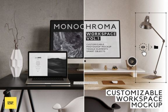 Free Customizable Workspace Mockup