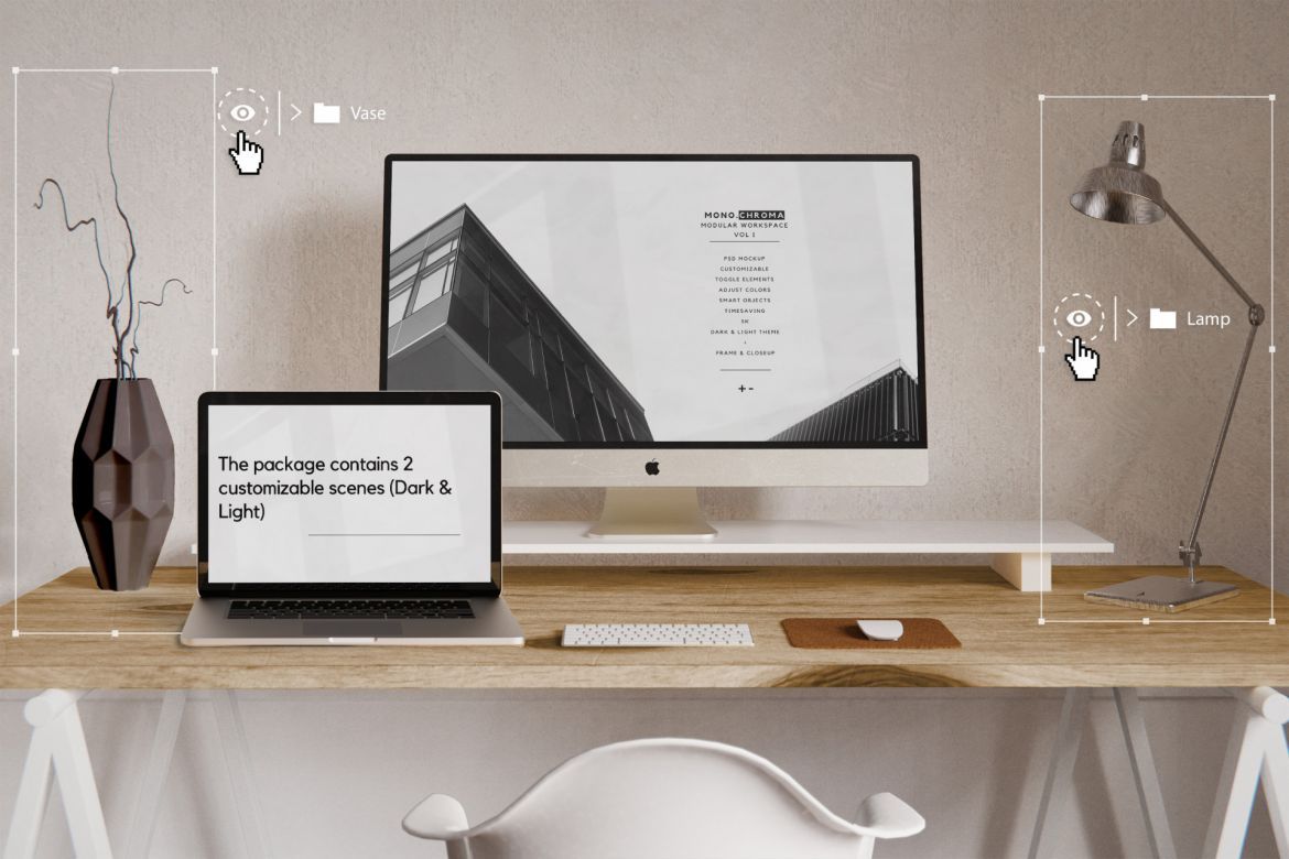 Free Customizable Workspace Mockup - view 3