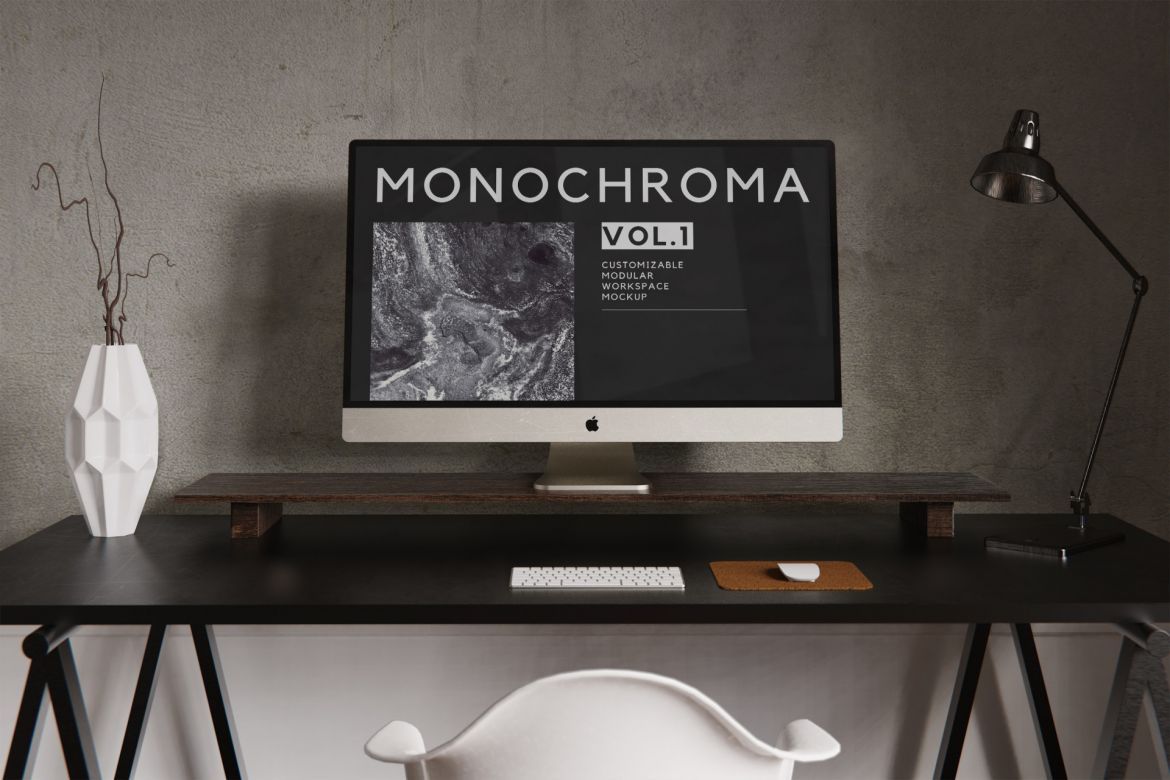 Free Customizable Workspace Mockup - view 4