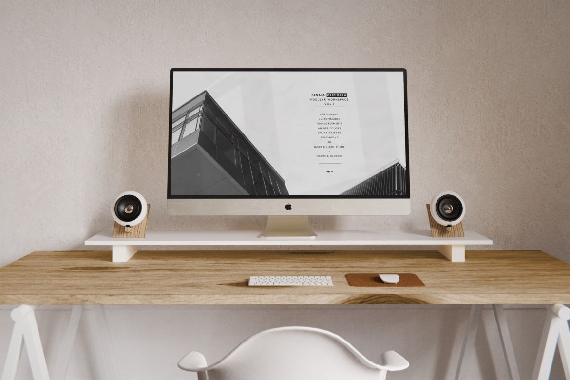 Free Customizable Workspace Mockup - view 5