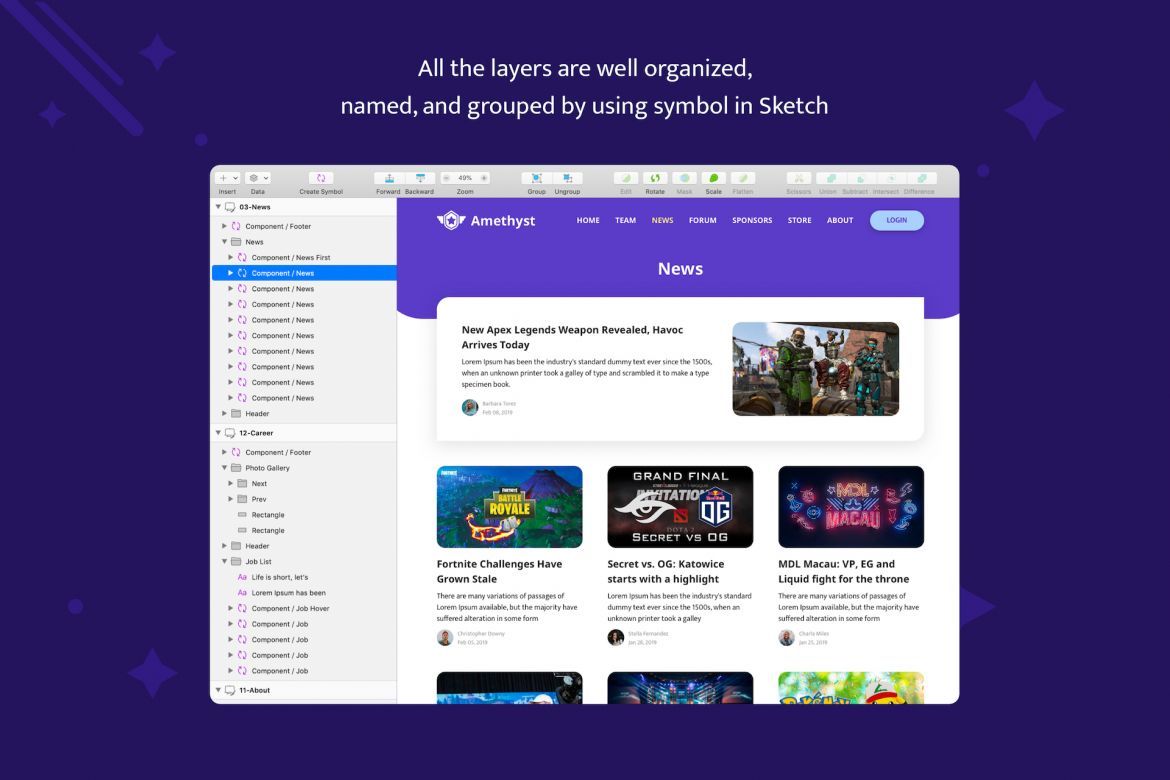 Amethyst - Esports Sketch Template - view 5
