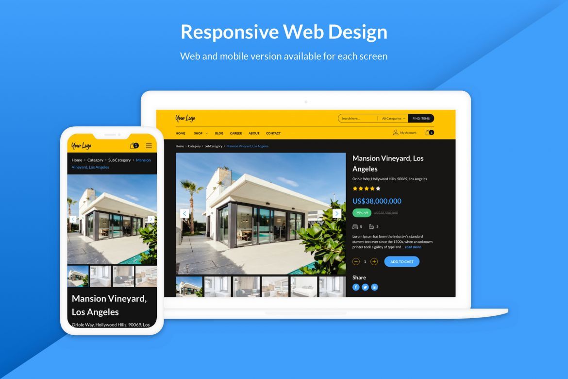 Fluorine | eCommerce Responsive Web UI Kit for Sketch alternate