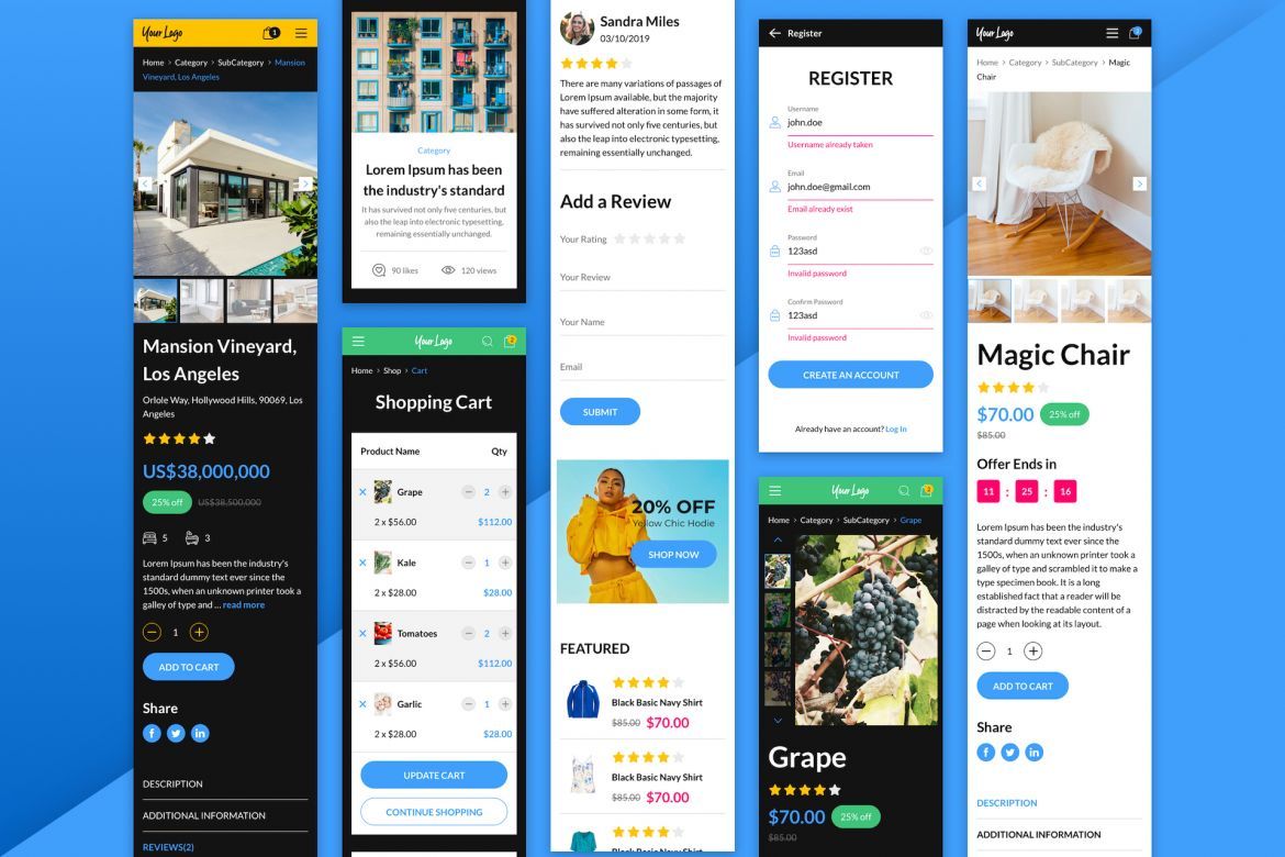 Fluorine | eCommerce Responsive Web UI Kit for Sketch - view 8
