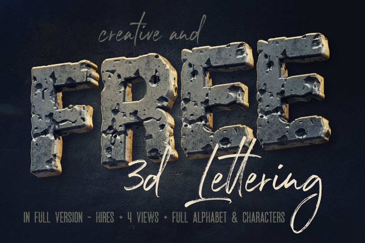 Free Rough Metal 3D Lettering - view 3