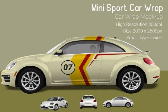 Mini Sport Car Wrap Mock-up