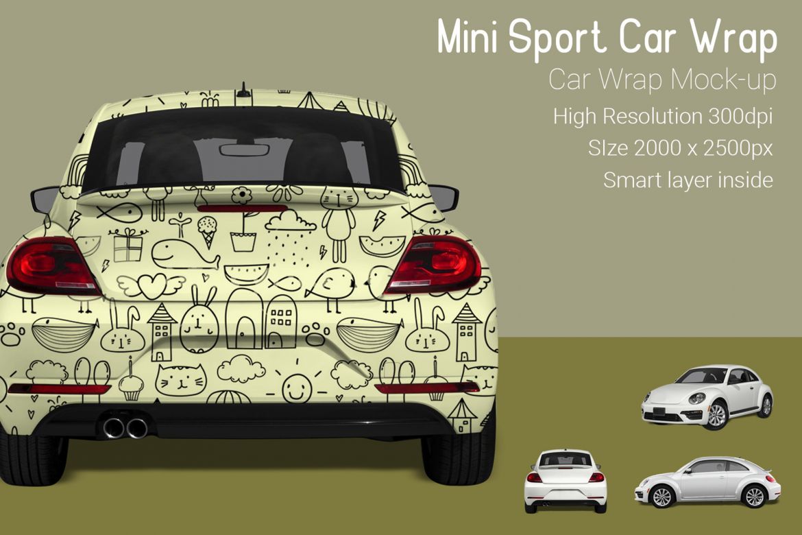 Mini Sport Car Wrap Mock-up - view 3