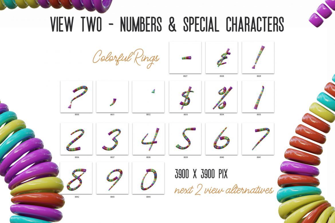 Free Colorful Rings 3D Lettering - view 6