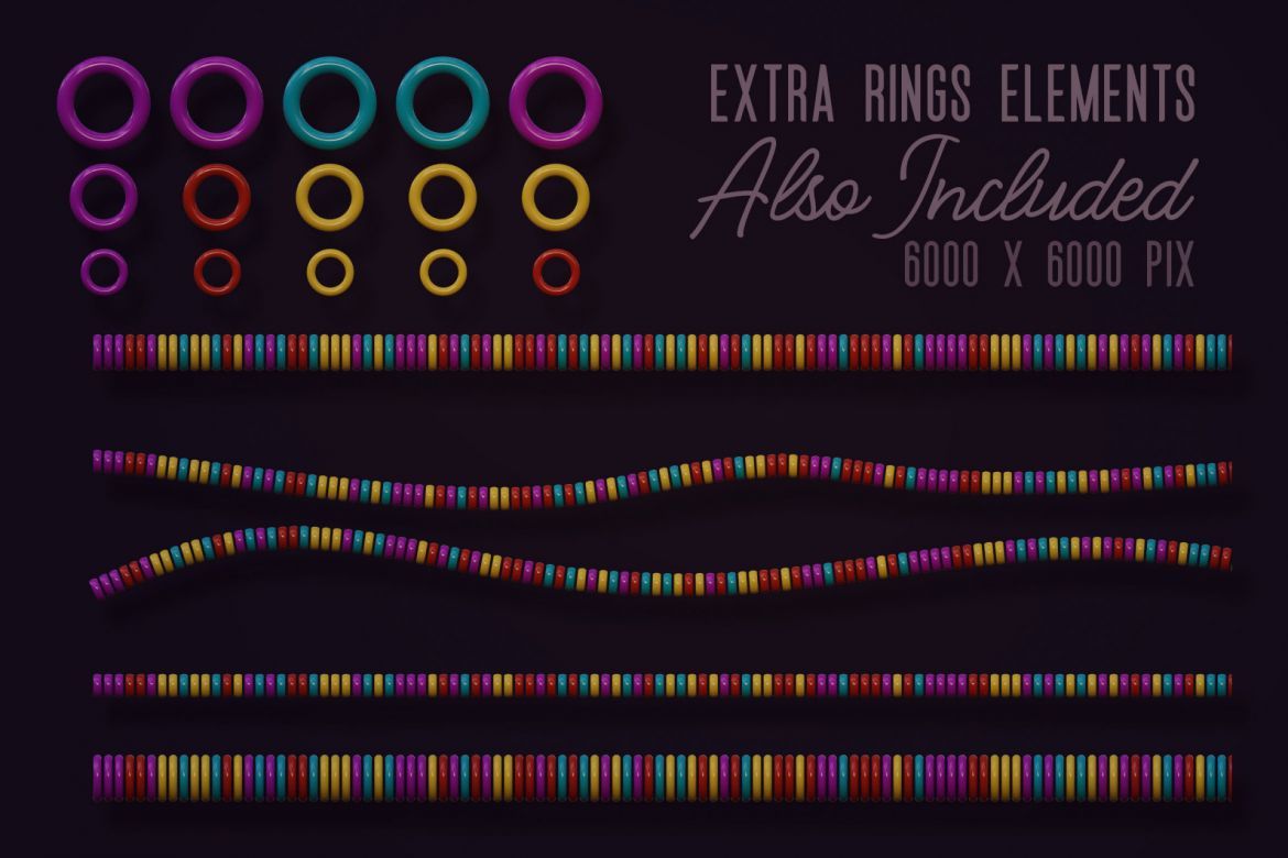 Free Colorful Rings 3D Lettering - view 7